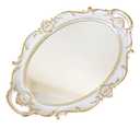 Schones Geschaft Decorative Mirror Tray, Makeup Jewelry Perfume Organizer, Vintage Oval Display and Serving Tray for Bedroom Living-Room Dresser Decor (14.6”x 9.8”) (White - Oval)