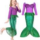 ALIZIWAY Little Girl Mermaid Princess Dresses Ariel Costume for Grils Birthday Party Halloween Cosplay Costumes, 5-6 Years