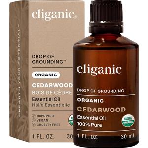 Cliganic Organic Cedarwood Essential Oil - 100% Pure Natural Undiluted, for Aromatherapy Diffuser | Non-GMO Verified