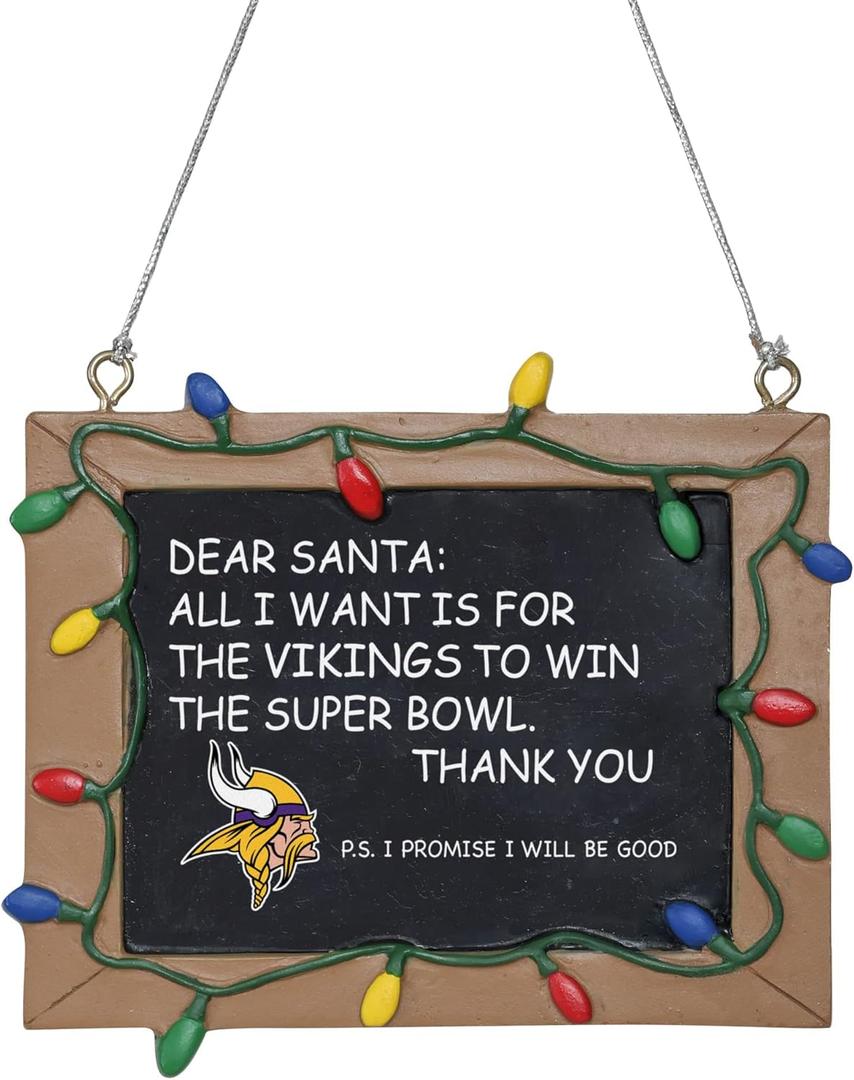 NFL Resin Holiday Christmas Chalkboard Sign Ornament (One Size, Team Color)