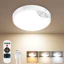 10000mAh Rechargeable Motion Sensor Ceiling Light with Remote, Battery Operated Closet Light No Wiring, Magnetic Wireless LED Ceiling Lights,3 Color Indoor Overhead Lamp for Shower Pantry Shed Hallway (3CCT-7-White)