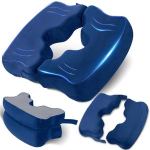SAHEYER Bed Sore Cushions for Butt, Memory Foam Hemorrhoid Pressure Relief Pillow with Center Hole and Tailbone Cutout, for Long Sitting Coccyx, Sciatica, Postpartum, Pregnancy, After Surgery, Blue