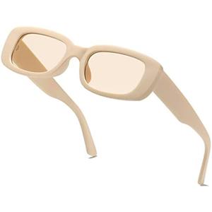 aisswzber Vintage Rectangle Sunglasses for Women Men 90s Fashion Narrow Square Frame Eyewear UV400 Protection