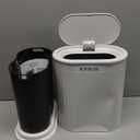 1.8 Gallons Small White Bathroom Can with Lid, Slim Bathroom Garbage Bin, Removable Liner, Dog Proof Can with Pop-Up Lid for Bedroom,Toilet