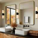 Bathroom Vanity Mirror for Wall, 2-Pack 36"x24" Wall Mounted Bathroom Mirror for Over Sink with Sturdy Metal Frame, Vertical or Horizontal, Living Room, Bedroom, Entryway(Gold)