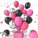 Cartoon Mouse Balloons Arch Kit, 45pcs 12 Inch Black Balloon Rose Red Balloon Silver Garland for Baby Girl Gender Birthday Reveal Baby Shower Party Decorations, Rose Red Black Grey