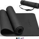 CAMBIVO Yoga Mat for Women Men Kids, 1/3 & 1/4 & 2/5 Inch Extra Thick Yoga Mat Non Slip, 72" x 24" TPE Yoga Mats, Workout Mat with Carrying Strap for Yoga, Pilates and Floor Exercises (72*24*0.24 inch, Black)