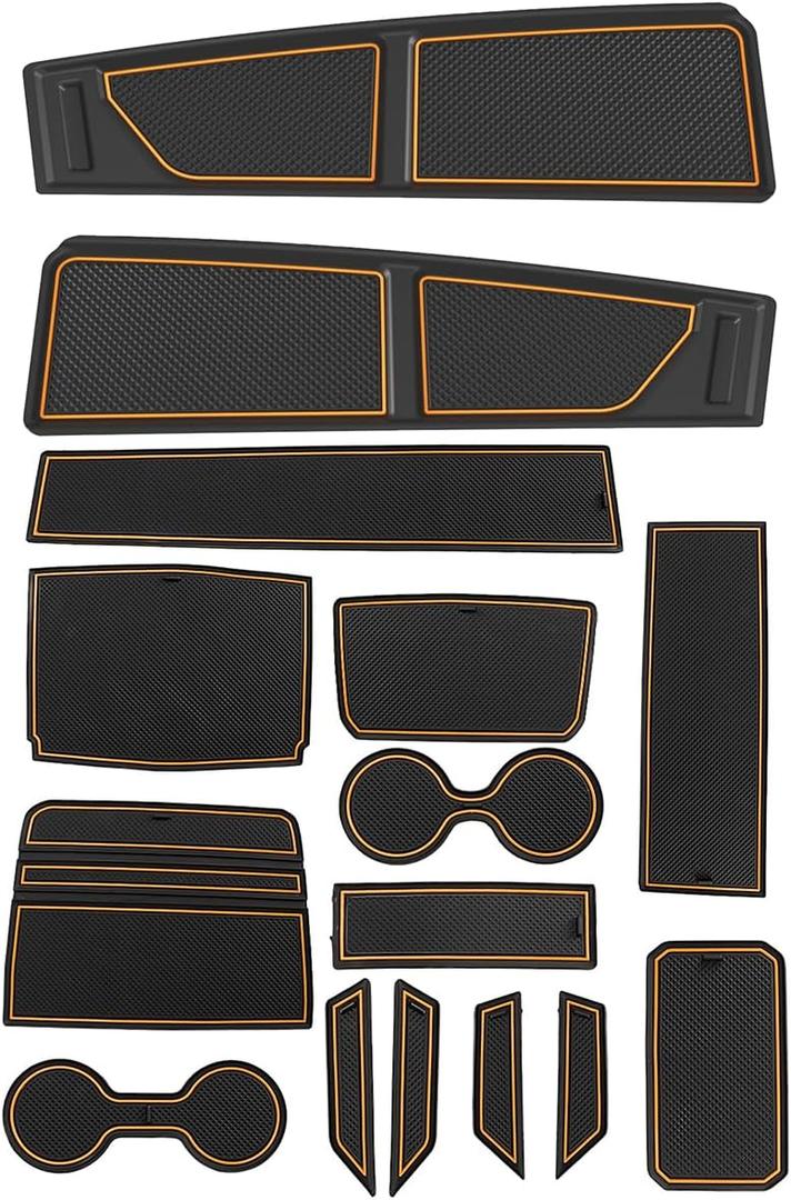 Auovo Anti Dust Mat Compatible with Ford Bronco Accessories 2021 2022 2023 2024 Dashboard Mat Cup Holder Inserts Center Console Door Liners (Automatic Transmission)(Cyber Orange, 4 Doors)
