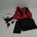 Halloween Hugh Hefner Costume Red Silky Robe Jacket & Pajama Pants Captain Costume Set with Hat Sunglasses Pipe Pin (Medium)