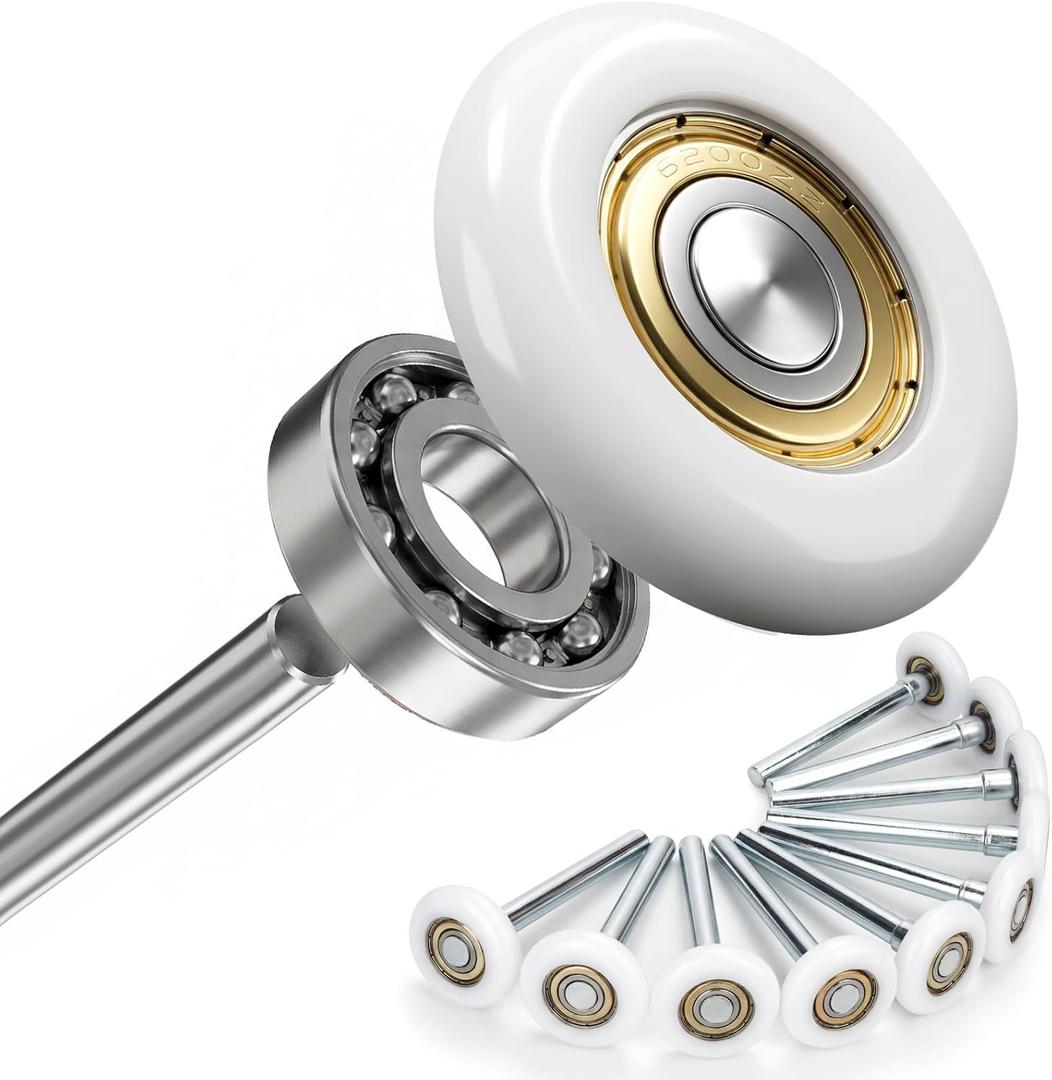 10 Pack Garage Door Rollers Replacement, 2 Nylon Garage Rollers with 6200-zz Dual Sealed Bearings, Quiet & Smooth Operation, Heavy-Duty 4 Steel Stem for Standard Residential Garage Doors