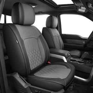 AOMSAZTO for Ford F150 Seat Covers 2026-2025-2024-2009 F250 F350 2017-2026
F450 Super Duty XL XLT STX Lariat Super Crew Cab Full Set Premium Breathable Leather Truck(5 Seats,Black & Grey)