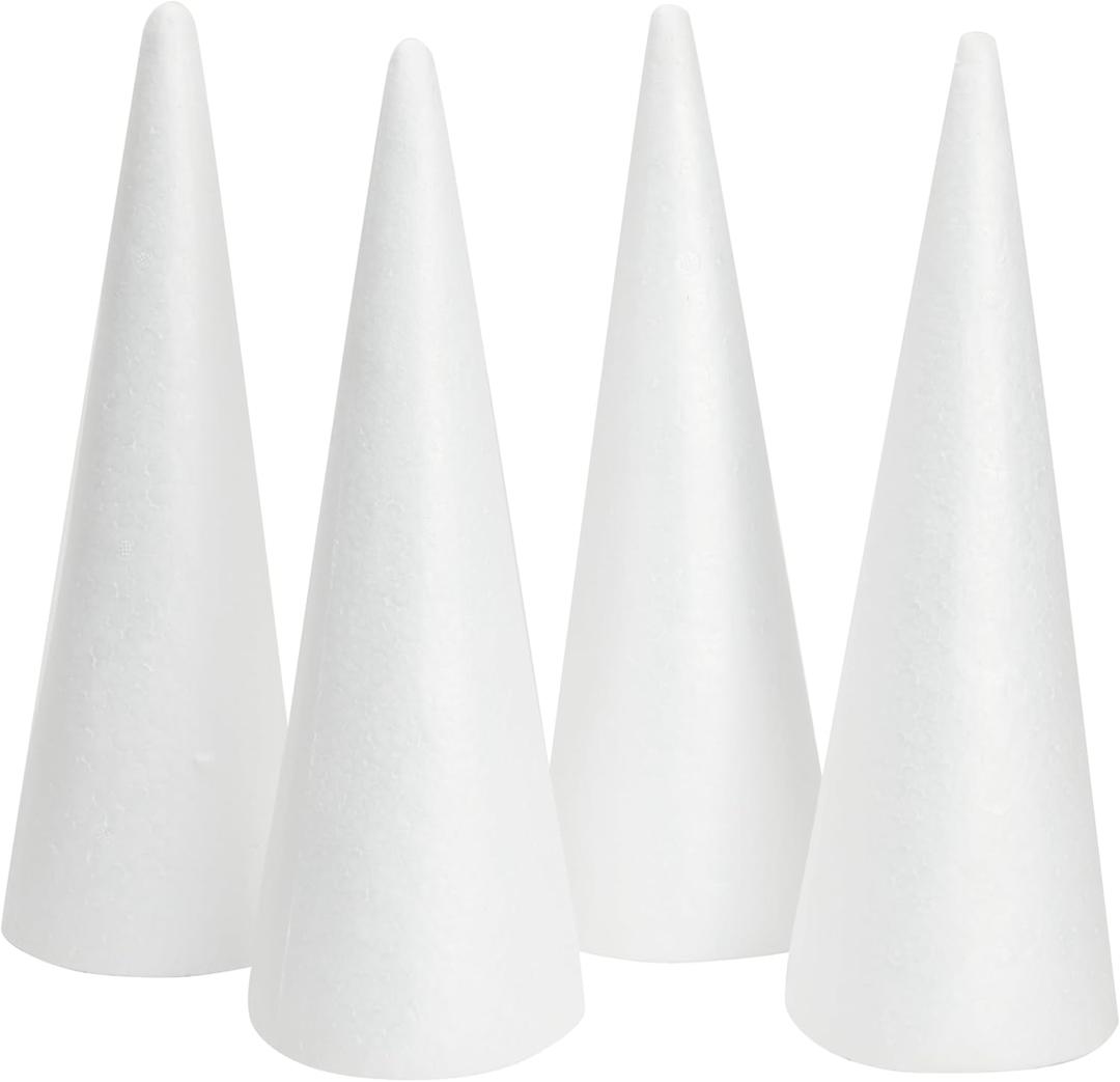 Juvale Foam Cone Pack - 4-Pack, 4.5 x 13.5 in, White - Cone-Shaped Floral Foam - DIY Craft Projects, Craft Supplies & Floral Arrangements