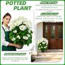 Artificial Hydrangea Tree 29" Tall (Set of 2), Faux White Hydrangea Plant in Pot, Realistic Artificial Plant for Indoor Outdoor Porch, Patio, Balcony Decor