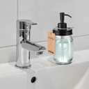 SheeChung 16 Oz Mason Jar Liquid Soap Dispenser, Glass Hand Soap Dispenser, Stainless Steel Pump Lid, Refillable Lotion Dispensers for Bathroom Countertop Kitchen (2, Black)