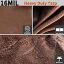 Tarps Heavy Duty Waterproof 16x20ft, 16Mil Poly Tarps with Grommets, UV Resistant, Brown Multipurpose Tarpaulin with Reinforced Edges, Camping, Outdoor Coverings