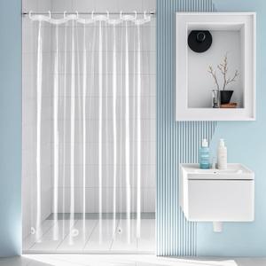 EurCross 54 x 78 inch Long Stall Shower Curtain Liner, Water-Proof 9G Premium Clear PEVA Small Plastic Shower Curtain with 5 Magnets for Bathroom, 9 Metal Grommets with Hooks