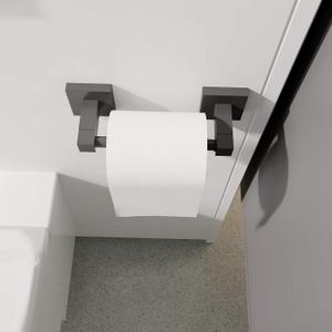 Ruacq Toilet Paper Holder 1 Pack Matte Black Double Post Pivoting Square Tissue Holders Roll Holder Hangers Toilet Paper Stand Stainless Steel and Zinc Alloy Modern Wall Mounted