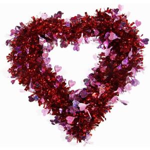 Garland, Artificial Garland, Garland Decorations, 14 Inch Valentines Day Wreath for Front Door, Valentines Day Decorations, Valentine's Day Heart Wreath Handmade Artificial Flowers Garland Front Door