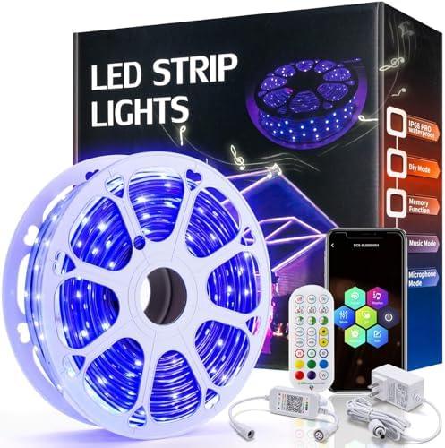 Outdoor LED Strip Lights Waterproof 200ft, 1 Roll Continuous, IP68 PRO, Smart WiFi & Remote Control, Compatible with Alexa & Google Assistant, Self-Adhesive