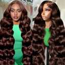 30 Inch Chocolate Brown Lace Front Wig Human Hair 13x6 HD Body Wave Lace Front Wigs Human Hair 180 Density Pre Plucked Colored 4# Frontal Wigs Human Hair Brown Wig Human Hair Wigs for Women