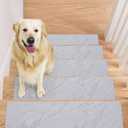 MBIGM Rubber Stair Treads (15 Pack) - Non-Slip White Marble, Indoor Rubber Stairs Mats, Size: 8" x 30"