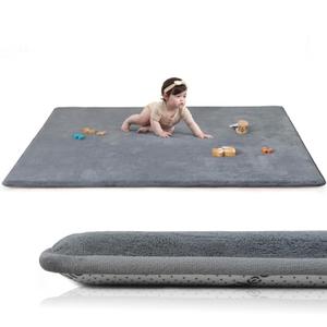 Baby Play Mat for Floor,1.3" Thick Elasti-Foam 50"74" Playpen Mat for Tummy Time,Water Repellent Soft Coral Velvet for Toddler,Infant,Kids,Non-Slip Backing Safe for Crawling(Dark Grey)