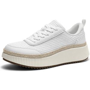 Women Espadrille Platform Sneakers Chunky Fashion Casual Shoes for Women Comfortable Walking Sneakers (7, White)