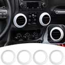 4PCS Center Console Dash Air Conditioner Vent Cover Trim Interior Accessories Compatible with Jeep Wrangler JK JKU 2011-2018 (White)