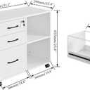 Panana 3 Drawer Office File Cabinets, Mobile Lateral Printer Stand with Open Storage Shelf, Rolling Filing Cabinet with Wheels Home Office Organization and Storage (White), Small