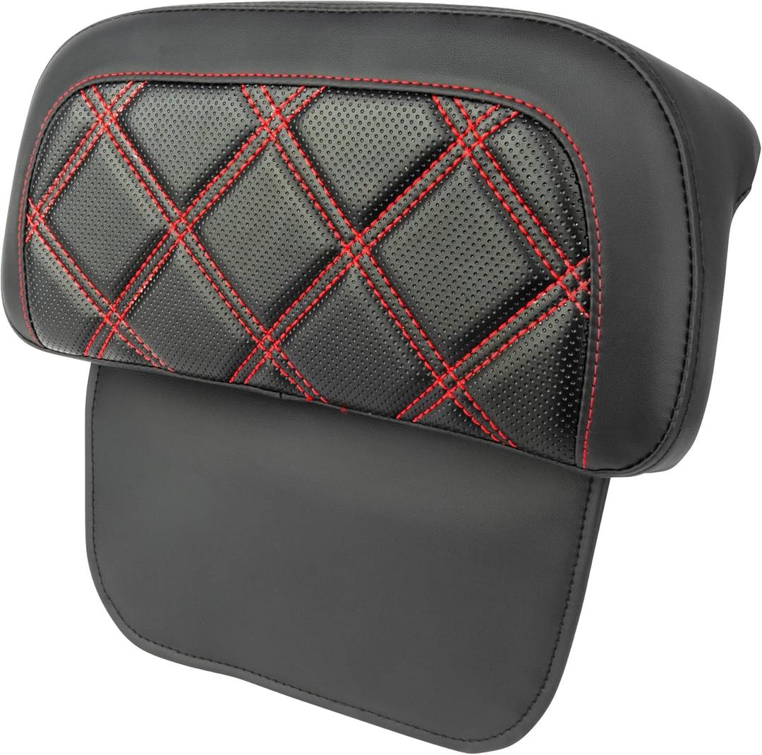 Motorcycle Rear Passenger Chopped Tour Pack Backrest Pad For Harley Road King Street Glide Electra Glide 2014-2024 Accessories(Diamond Red Stitches)