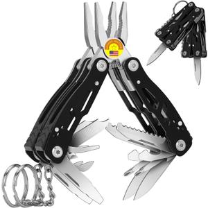 2PCS Bovgero Mini Multitool Pliers 15 in 1, Handmade Multi Tool Plier, Premium Keychain Multitool, Small Multi-tool, Birthday Fathers Day Gift for Men Him Husband Boyfriend Father Handyman