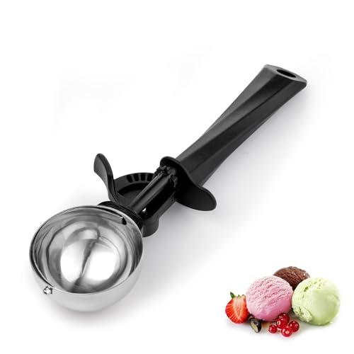 Ice Cream Scoop with Trigger, Large 1.5 oz (55ml) Stainless Steel Scoop for Ice Cream, Sorbet, Melon, Cupcake Batter, Size #16 (2 PACK)