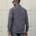 Alex Vando Mens Button Down Shirts Flannel Shirt Long Sleeve (Gray, XL)