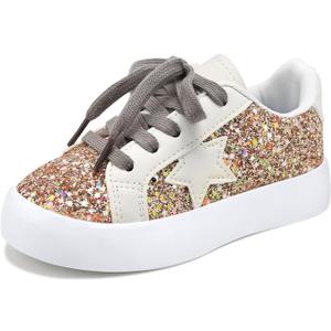 Girls Sneakers Glitter Tennis Shoes Lightweight Non-Slip Running Walking Shoes for Toddler/Little Kid/Big Kid, 12 Little Kid