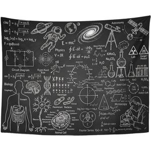 Emvency Tapestry 60x80 inch Home Decor Education Science Formulas Chalkboard for School Math Schematic Physics Equation for Bedroom Living Room Dorm