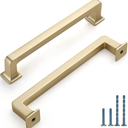 3 Pack 5 Inch(128mm) Kitchen Cabinet Handles Brushed Brass Cabinet Pulls Gold Kitchen Cabinet Hardware Drawer Pulls for Cupboard
