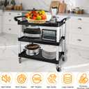 Plastic Utility Cart with Wheels, 3 Tier Rolling Cart with Lockable Wheels, Heavy Duty 510lbs Capacity Food Service Cart for Office, Restaurant, Kitchen, Home, Warehouse