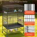 VEVOR Bird Cage, 31.5 x 20.5 x 52 inch, Flat Top, Wrought Iron Bird Flight Cage with Perches, Slide-Out Tray and Plastic Feeders, Casters, for Parrot, Blue Tit, Cockatiel, Canary, and Monk Parakeet