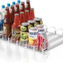Drink Organizer for Fridge,12oz 16oz 20oz - Soda Can Dispenser for Refrigerator,Width Adjustable,Automatic Pusher Glide (White, 15"D 6ROW, Holds 30 Cans)