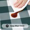 Smiry Round Picnic Tablecloth, Elastic Waterproof Fitted Vinyl Tablecloths for 45"-56" Tables, Flannel Backed Buffalo Plaid Table Cover for Dining, Camping, Outdoor, White and Hunter Green