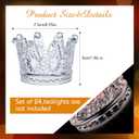 24 Pcs Birthday Clear Crown Votive Candle Holders Glass Crown Tealight Candle Holders Bulk Candlestick Votives for Tables Centerpieces Wedding Party Decoration(Clear Style)