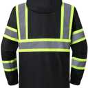 JKSafety Hi-Vis Reflective Safety Rain Jacket for Men Women Waterproof Rain Gears for Farming Fishing Work HV Rain Jacket with Inner Mesh Lining and Pockets (117A-Black XL)