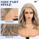 HAIRCUBE Synthetic T Lace Front Wig,Side-Parted Glueless Lace Wigs for Women, 16-Inch Shoulder Length Wavy Style for Daily Wear, Party & Date (Mixed Ash Blonde)