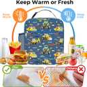 Clastyle Car Insulated Kids Lunch Bag Truck Large Thermal Cooler Bag for Boy Picnic School Lunch Box Tote,Yellow Excavator