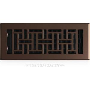 Decor Grates Metal Oriental Decorative Air Vent Cover 4x12 Floor Register Adjustable Control Lever AC Floor Vent Covers for Home Floor Vents Fits 4 x 12 Inch Opening Rubbed Bronze (AJH412-RB)