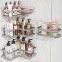 Youvip 4-Pack Adhesive Corner Shower Caddy with Soap Holder, No Drilling Wall Mounted Shower Shelves-Rustproof, Organizer for Bathroom, Kitchen & Home Decor. Silver
