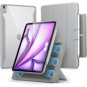 ESR for iPad Air 13 Inch Case (2025/2024) M3/M2 with Pencil Holder, Removable Magnetic Cover, Vertical Stand, Fully Supports Pencil Pro and Pencil(USB-C), Rebound 360 Series, Grey