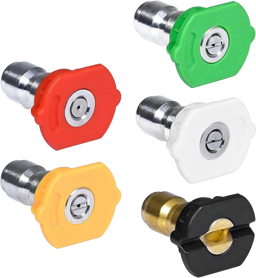 TOOLCY Pressure Washer Nozzle Tips, 4.5 Orifice, Design Up to 5000 PSI, Multiple Degrees, for Hot and Cold Water Use, Universal 1/4 inch Quick Connect, Replacement Nozzles for Power Washer (Set of 5)