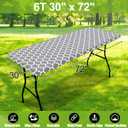 Smiry Rectangle Picnic Table Cover, Waterproof Elastic Fitted Camping Tablecloths for 6 Foot Tables, Wipeable Flannel Backed Vinyl Tablecloth Protector for Indoor, Outdoor (Grey, 30x72 Inches)