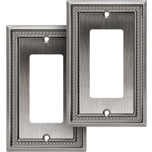 Henne Bery Sunken Pearls Decorative Wall Plate Switch Plate Outlet Cover (Single Decorator, 2 Pack, Heirloom Silver)